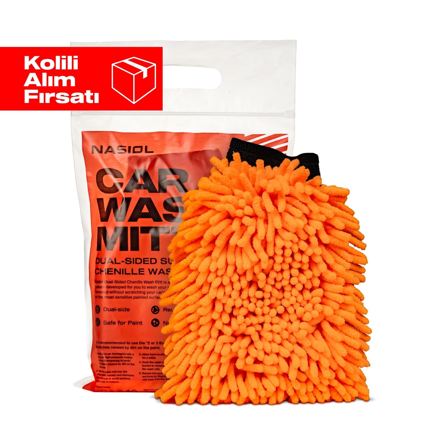 Nasiol Çift Taraflı Mikrofiber Süper Yumuşak Peluş Araç Yıkama Eldiveni-10'lu Set (Kolili)