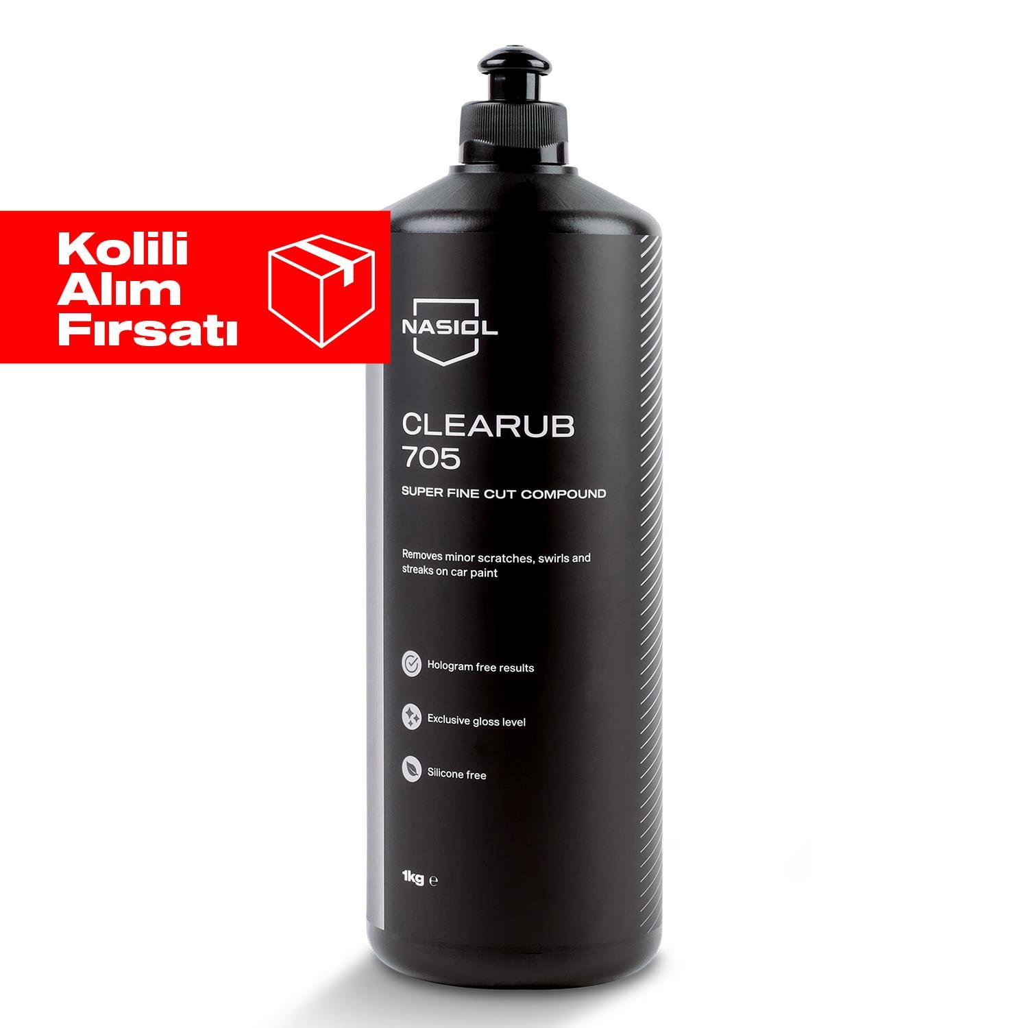 Nasiol Clearub 705 En Hafif Çizik/Hare Giderici Polisaj Pastası-Pasta Cila-1kg 6'lı Set (Kolili)