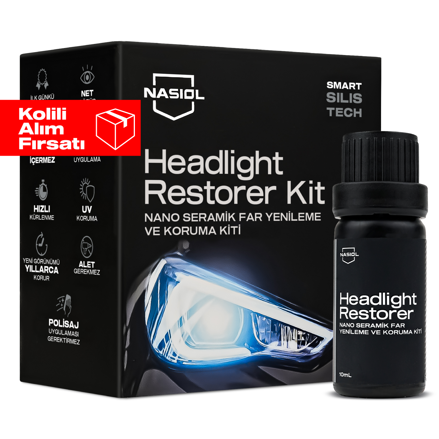 Nasiol Headlight Restorer Nano Seramik Far Yenileme ve Koruma Kiti 20'li Set