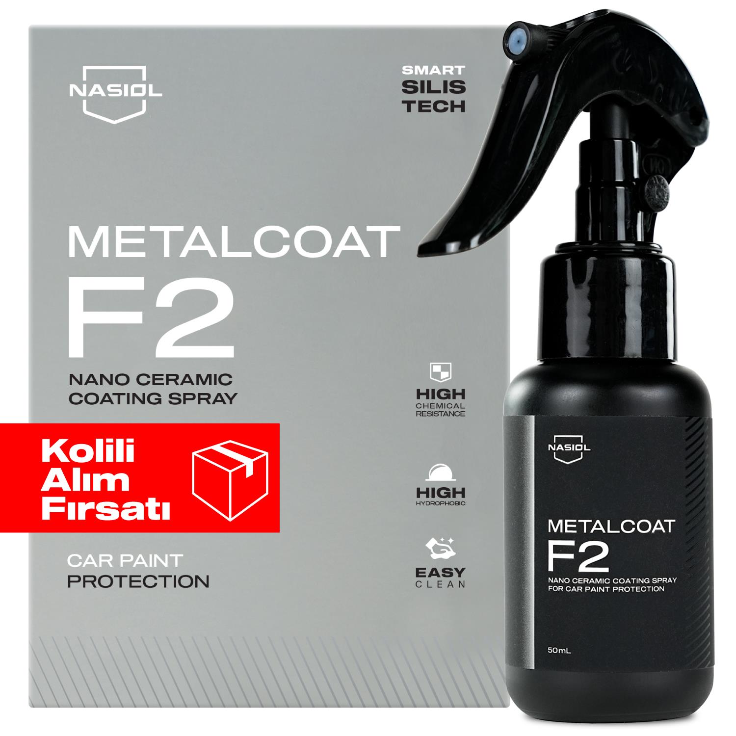 Nasiol Metalcoat F2 Araç Sprey Nano Seramik Kaplama ve Boya Koruma 12'li Set (Kolili)