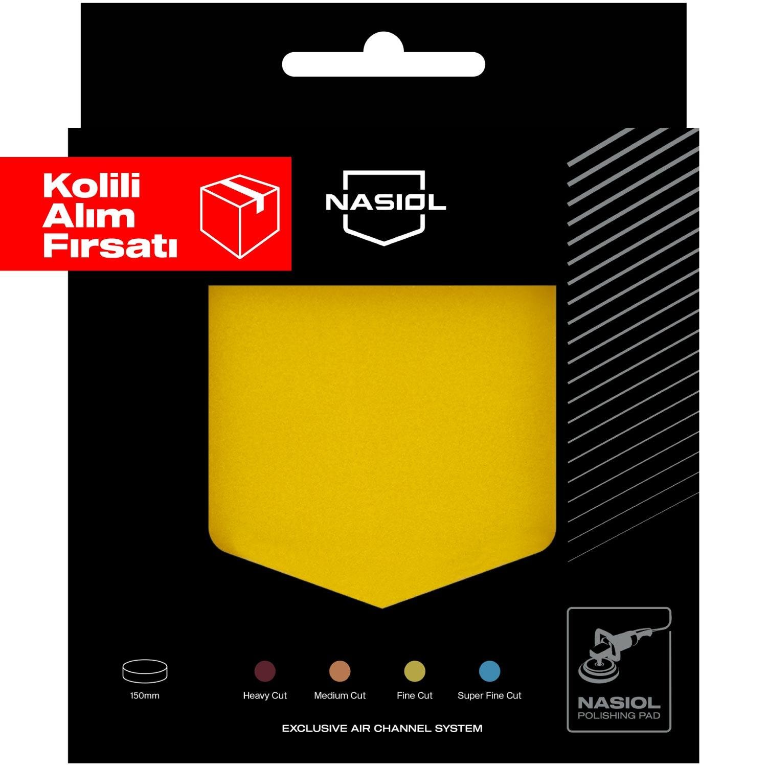 Nasiol Özel Hava Kanallı Polisaj Süngeri/Pedi-Hafif Çizik Giderici-150mm-Sarı 10'lu Set (Kolili)