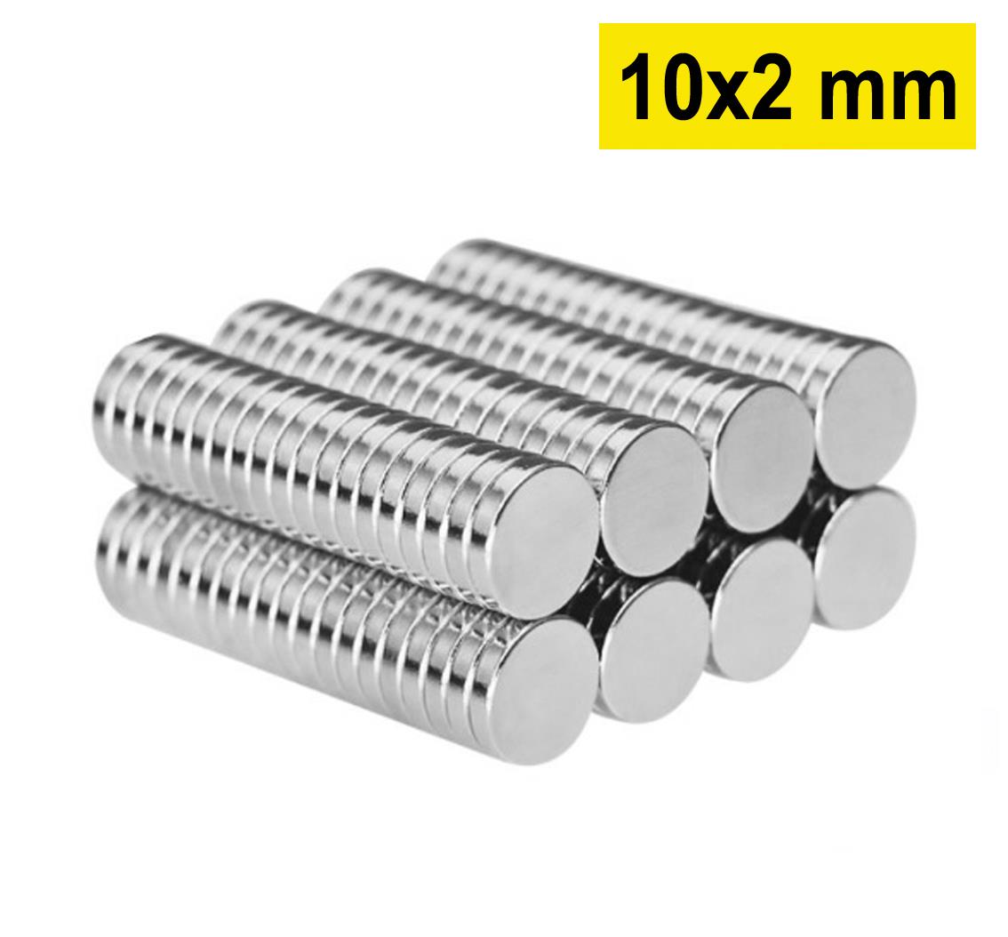 10x2 mm, Yuvarlak Neodyum Mıknatıs, Güçlü Magnet, (Çap: 10 mm x Kalınlık: 2 mm)