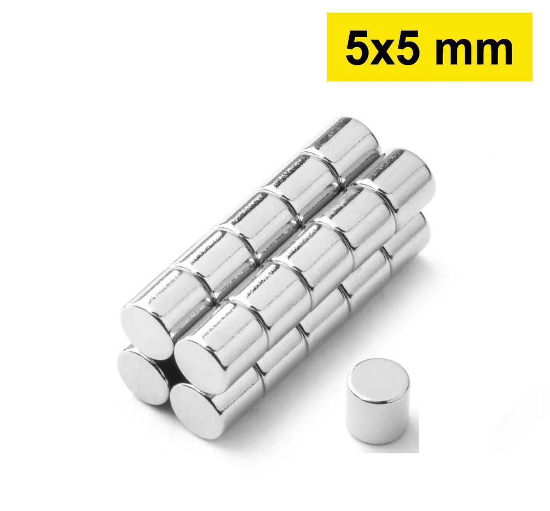 5x5 mm, Yuvarlak Neodyum Mıknatıs, Güçlü Magnet, (Çap: 5 mm, Kalınlık: 5 mm)