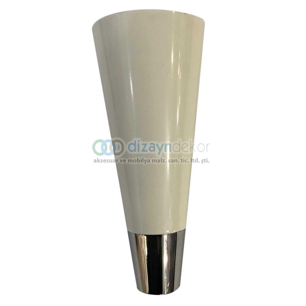 Konik Mobilya Dolap Ayağı Beyaz Parlak Krom 20 Cm