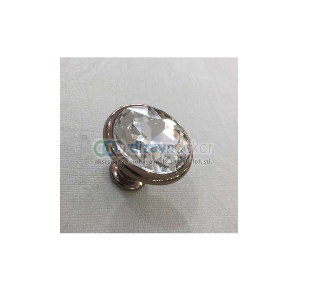 Kristal Cam Düğme Kulp Reus 32 Mm. Parlak Mokka