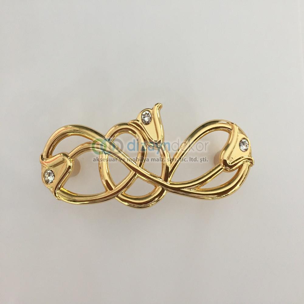 Swarovski Taşlı 128 Mm. Altın