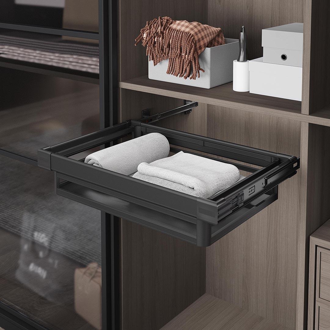 Antrasit Yan Bağlantılı Frenli Teleskopik Raylı Alüminyum Çekmece S6221-6228