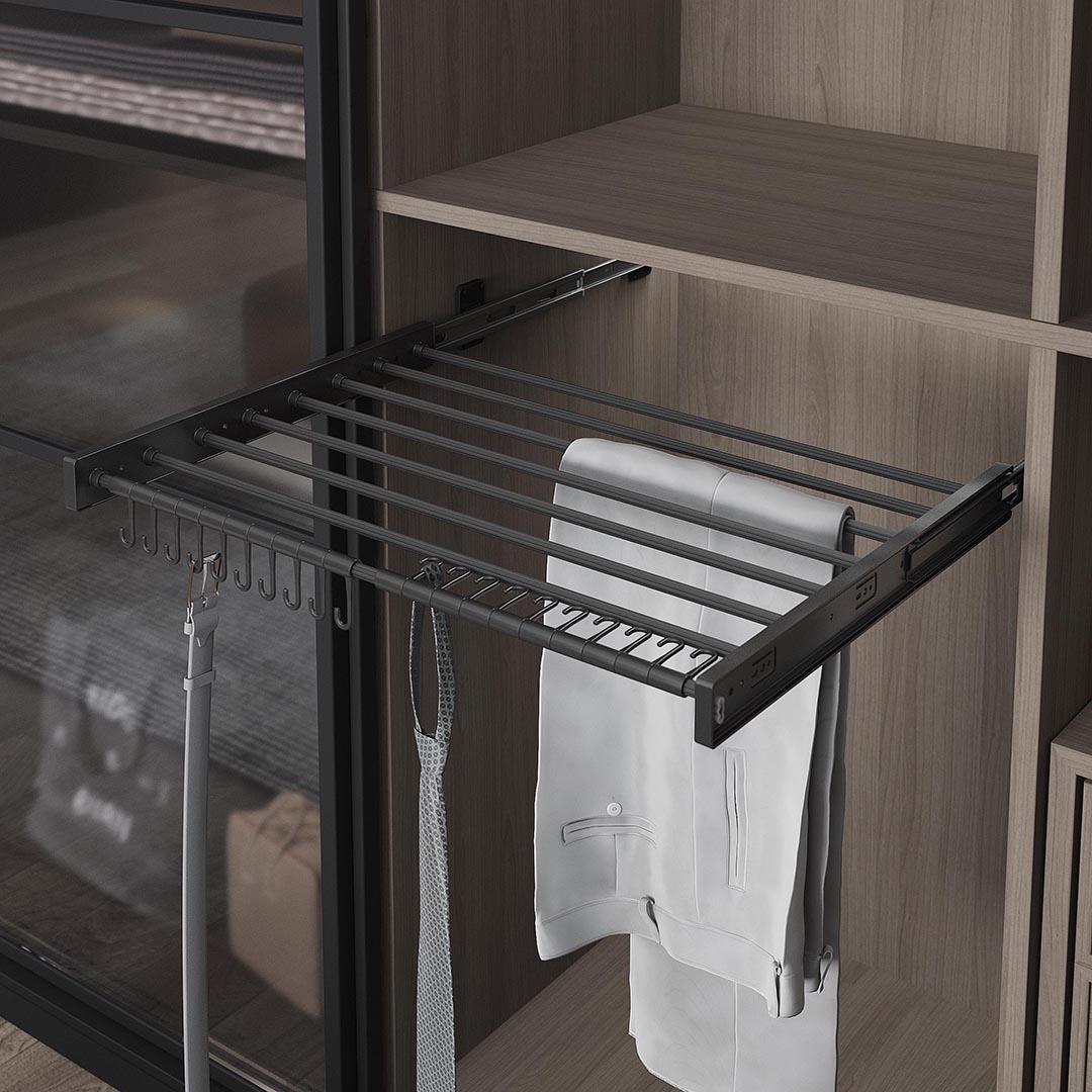 Antrasit Yan Bağlantılı Teleskopik Raylı Pantolonluk Kemer, Kravat Askılı S6301-6308