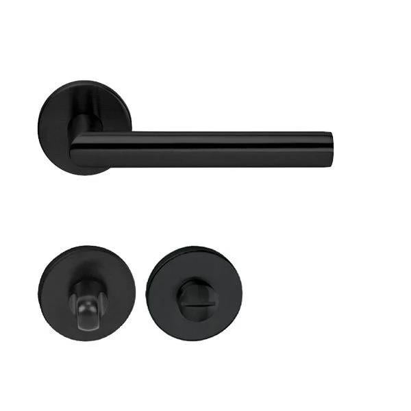 Hafele Werner-M Mat Siyah Rozetli Kapı Kolu - Wc Tipi