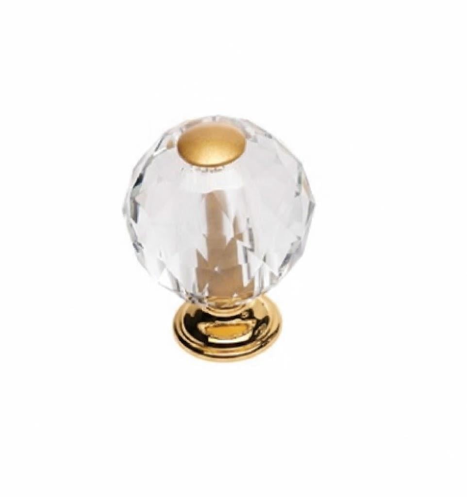 Kristal Cam Düğme Kulp 40 Mm. Altın Lüx
