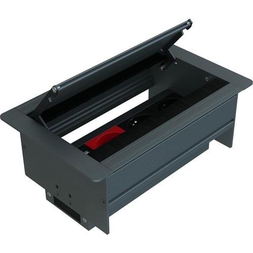 Masa Üstü Antrasit Çift Açılım Duo-Line Fırçalı Priz Seti 10.8400