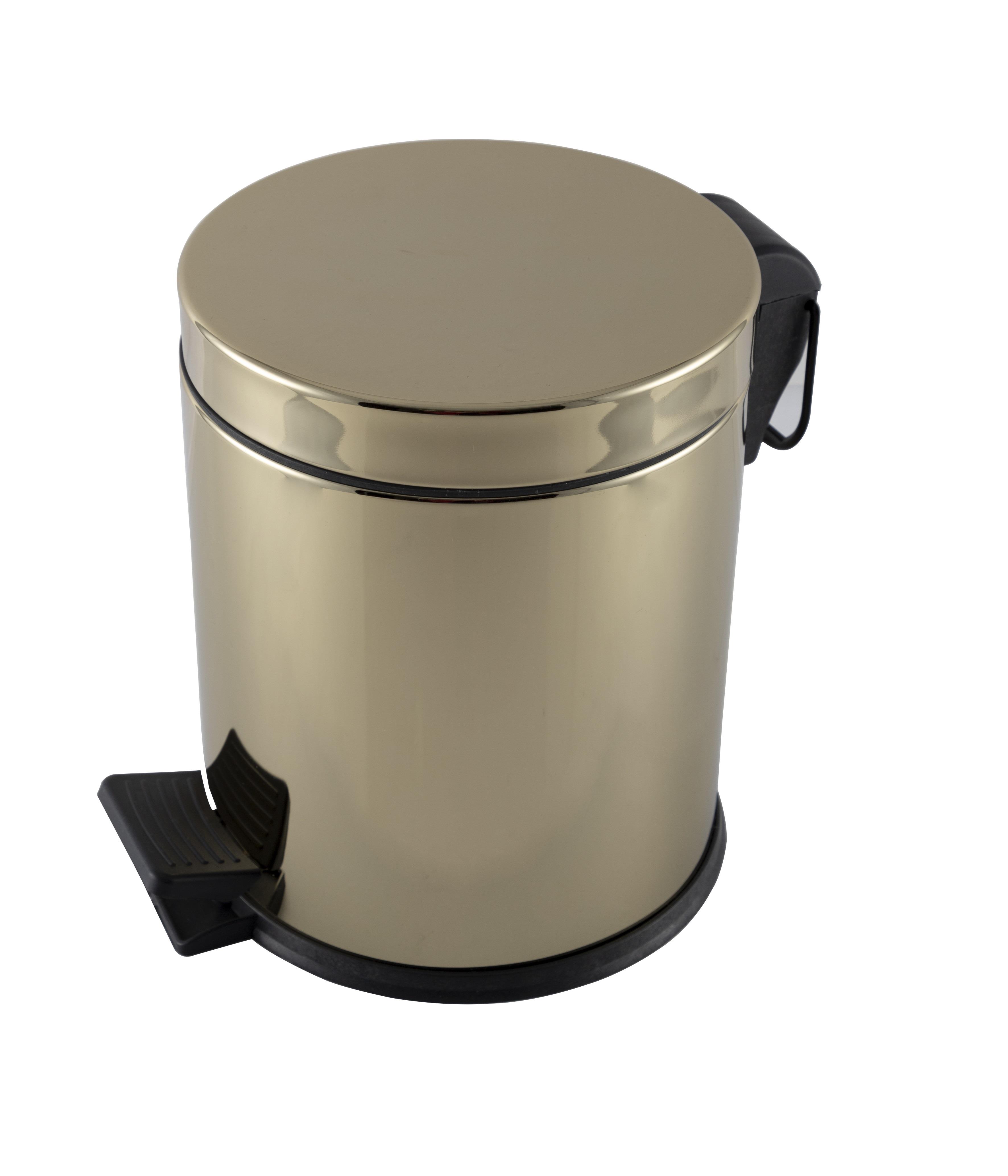 Parlak Altın Sarı Kaplama 5 Lt Pedallı Çöp Kovası