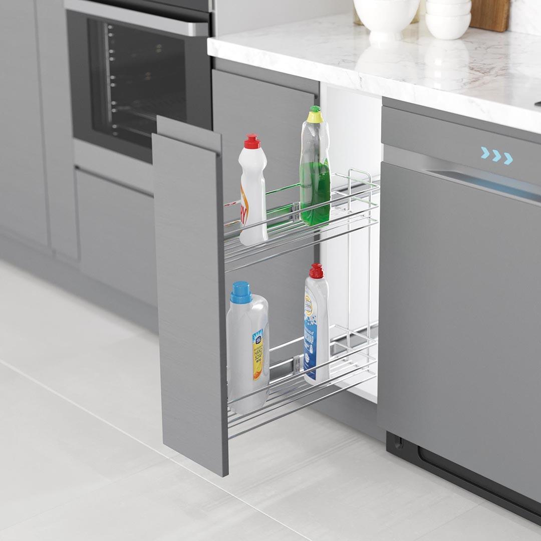 Tezgah Altı Yandan Raylı Frenli Şişelik & Deterjan 15 Cm. Modül S2211