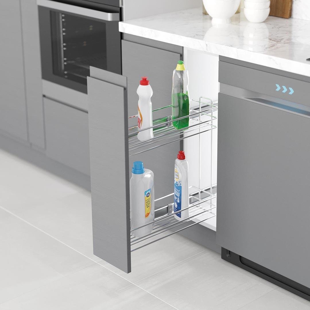 Tezgah Altı Yandan Raylı Frenli Şişelik & Deterjan 20 Cm. Modül S2213