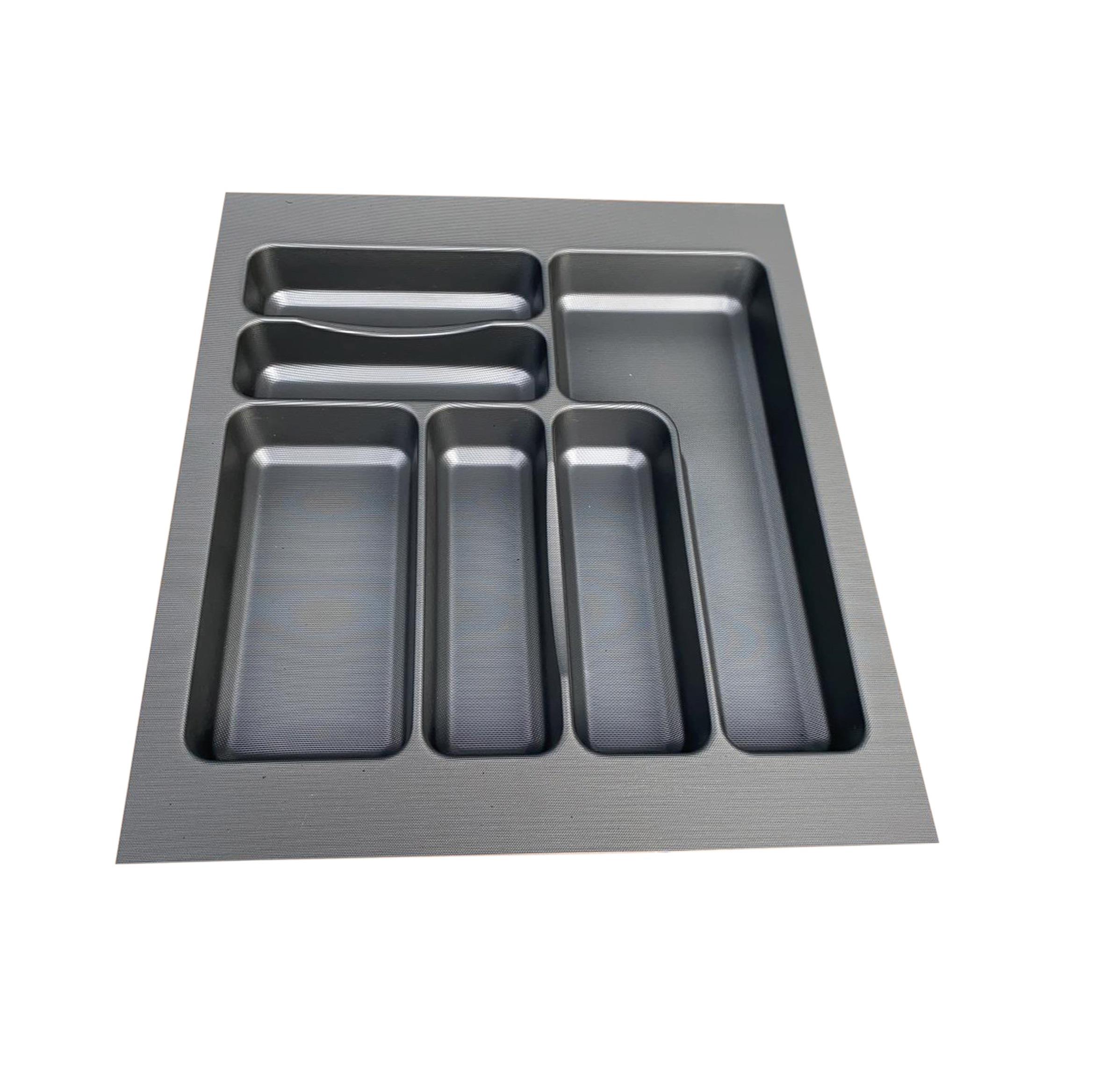 Versa Antrasit Dokulu Çekmece İçi Kare Antibakteriyel Plastik Kaşıklık 47 X 49