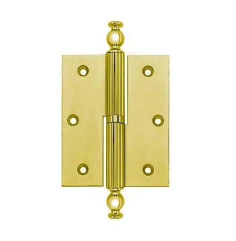 10 cm. Parlak Altın Pirinç Okka Pomel Düz Kapı Menteşesi Sağ