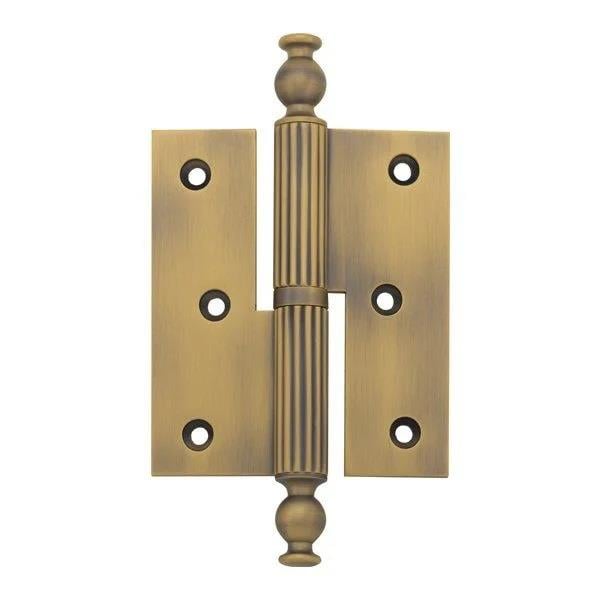 10 cm. Pirinç Okka Pomel Düz Kapı Menteşesi Antik Bronz Sol