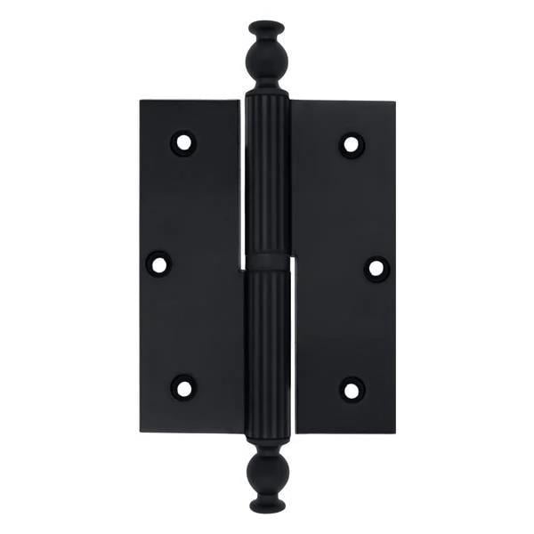 10 cm. Mat Siyah Pirinç Okka Pomel Düz Kapı Menteşesi Sağ