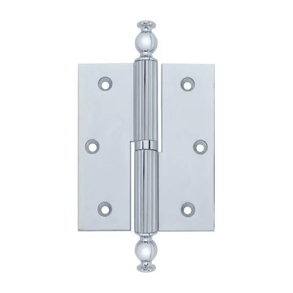 10 cm. Pirinç Okka Pomel Düz Kapı Menteşesi Parlak Krom Sol