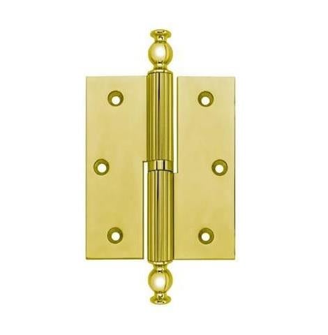 10 cm. Parlak Altın Pirinç Okka Pomel Düz Kapı Menteşesi Sol