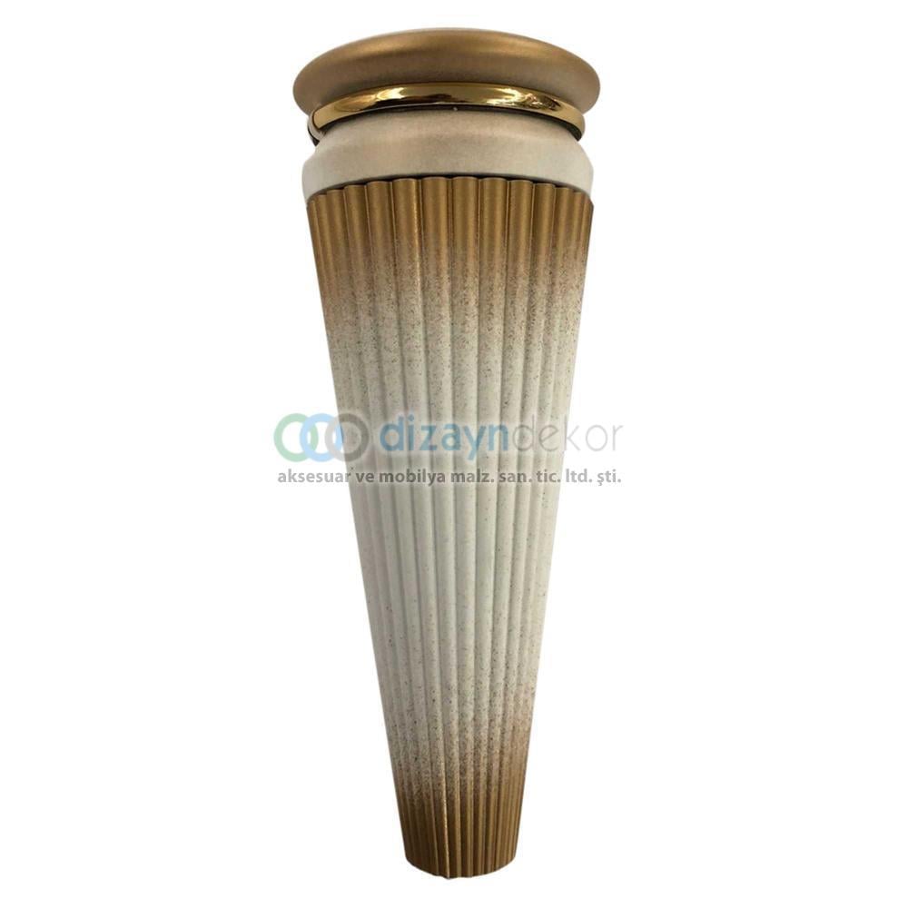 Çizgili Dolap Ayağı Altın Beyaz 26 Cm