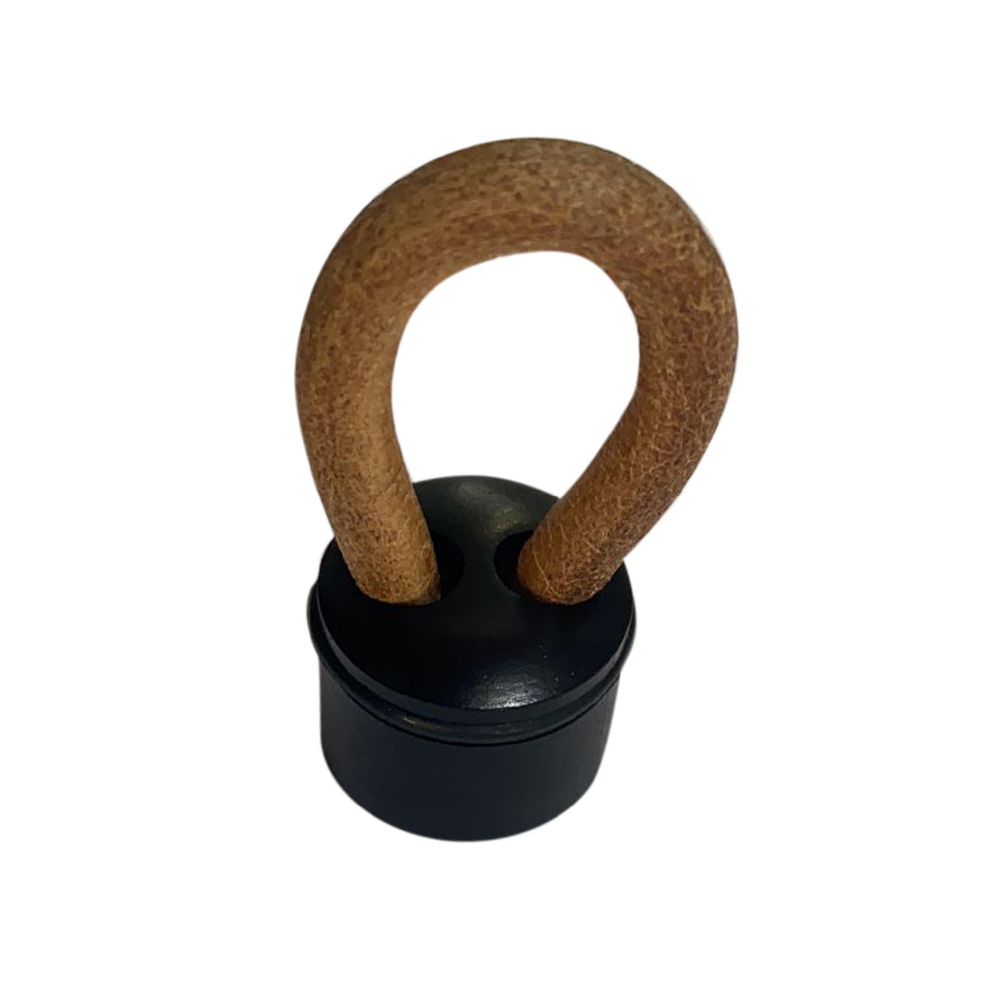 Deri Düğme İp Kulp Oring Tek Delikli Siyah Taba