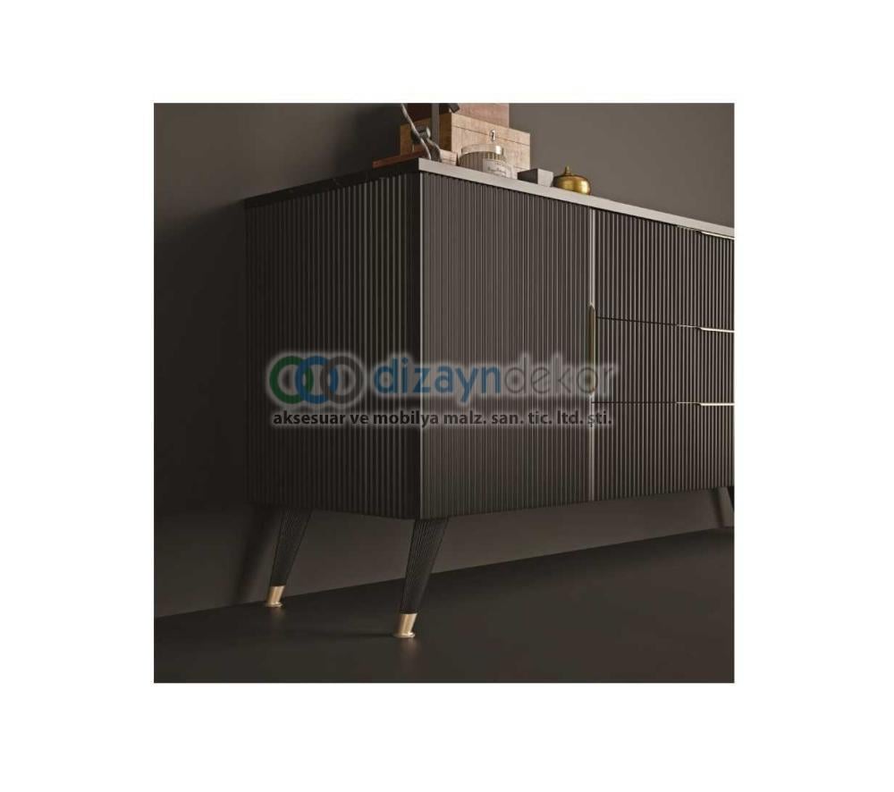 Konik Açılı Çizgili Koltuk Kanepe Ve Dolap Ayağı Beyaz-altın 23 Cm