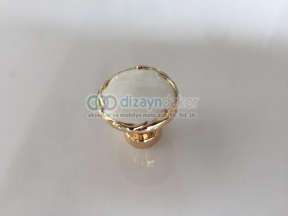 Krom-beyaz Düz Düğme Kulp