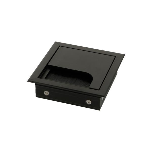 Mat Siyah Masa Kablo Kanal Kapağı, Kare Fırçalı Lüks 80*80 Mm
