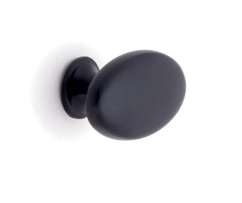 Oval Mat Siyah Tekli Düğme Kulp