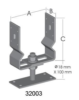 Paslanmaz Ağır Yük Pergola Ayağı Ayarlı Tablalı 10-15 Cm