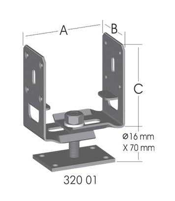 Paslanmaz Pergola Ayağı Ayarlı Tablalı