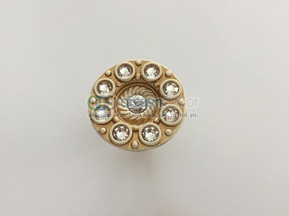 Swarovski Taşlı Tekli Mini A.altın Krem
