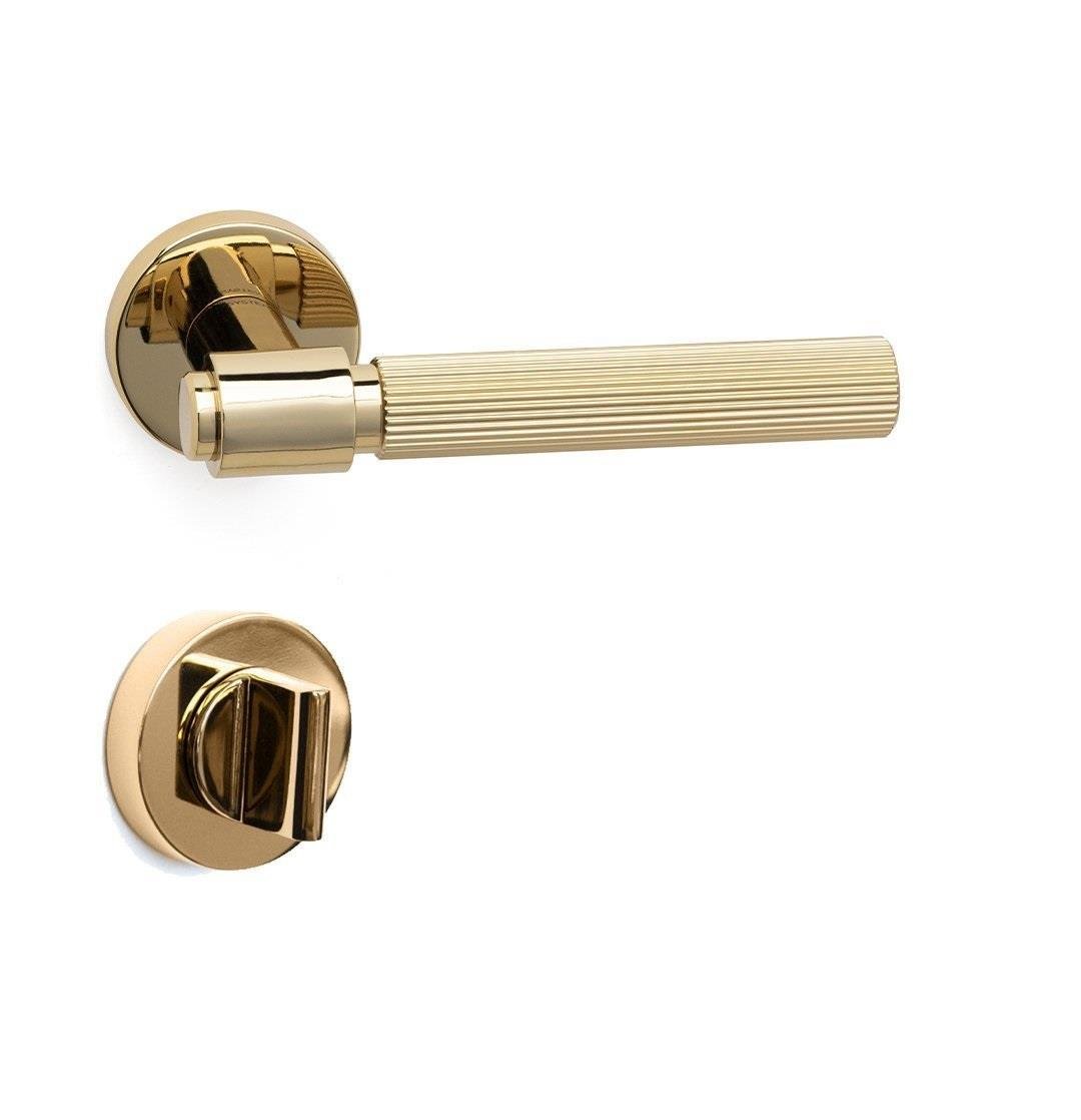 System Axes-L Rozetli Kapı Kolu Parlak Altın - Wc