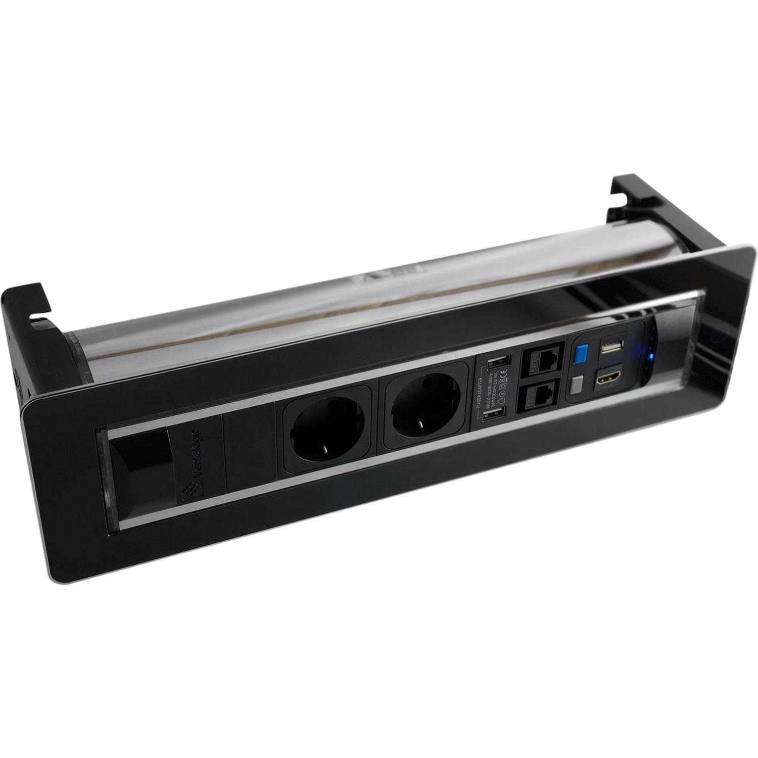 Turn Dokunmatik Motorlu Lazerli Data Priz Seti Siyah Cam