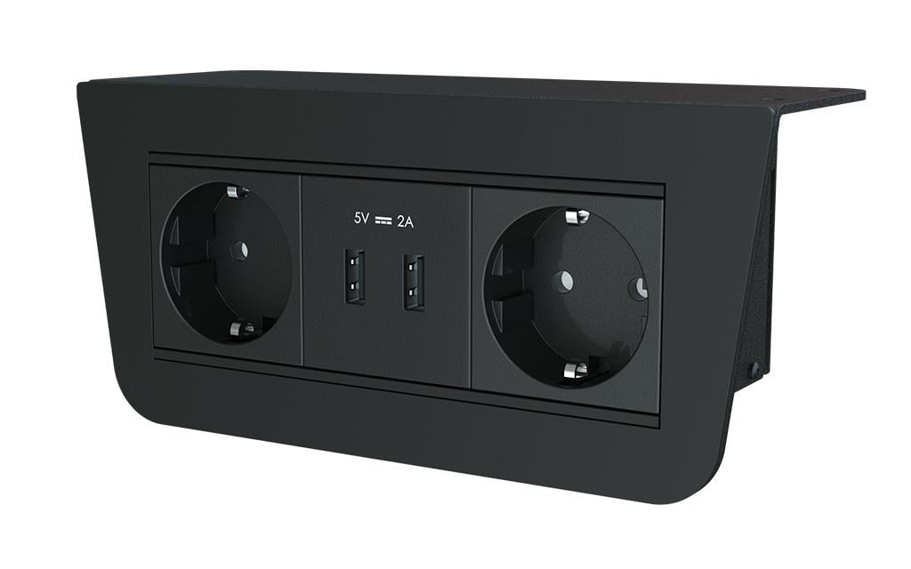 Under Line Tezgah Altı Priz Sistemi Siyah 10.8600/3 