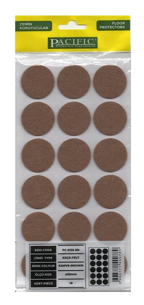 Yapışkanlı Keçe Zemin Koruyucusu Çap 35 Mm-5 adet