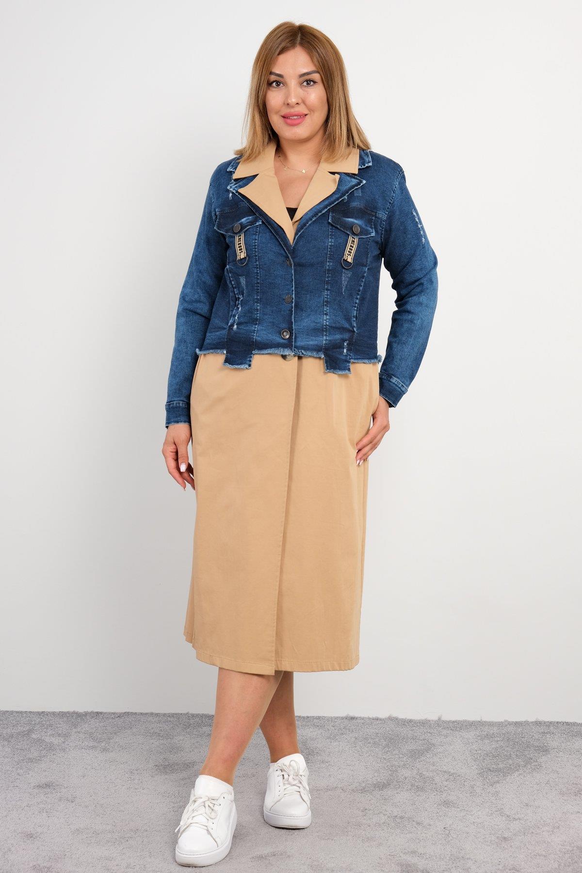 Dugmeli jacket uzun trenckot