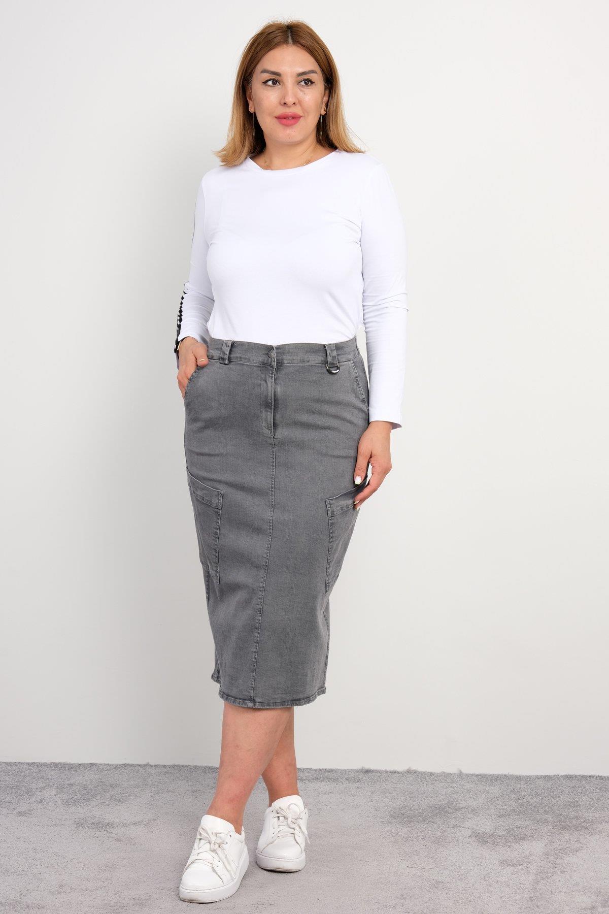 Fermurarlı kot etek