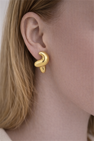Gold Asimetrik Küpe