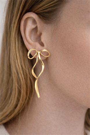Gold Fiyonk Küpe