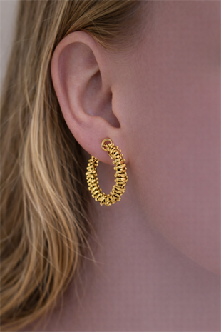 Gold Geometrik Halka Küpe