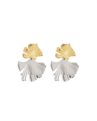 Gold-Silver Yaprak Küpe