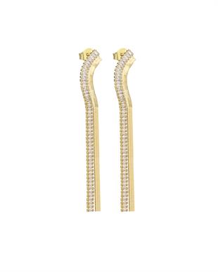 Gold Taşlı Sallantılı Küpe