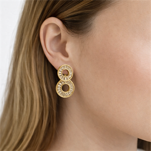 Taşlı Gold Küpe