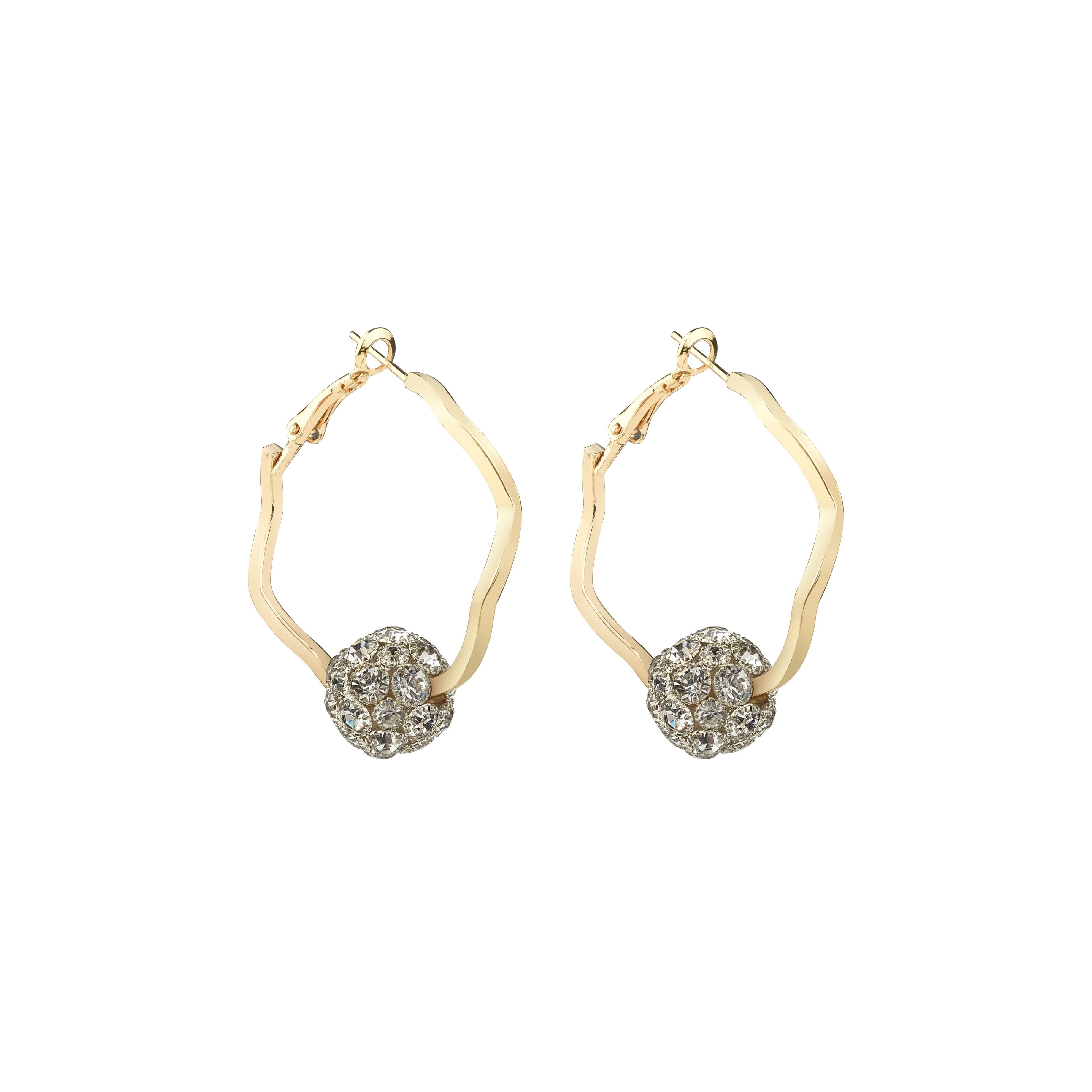Asimetrik Gold Charm Küpe