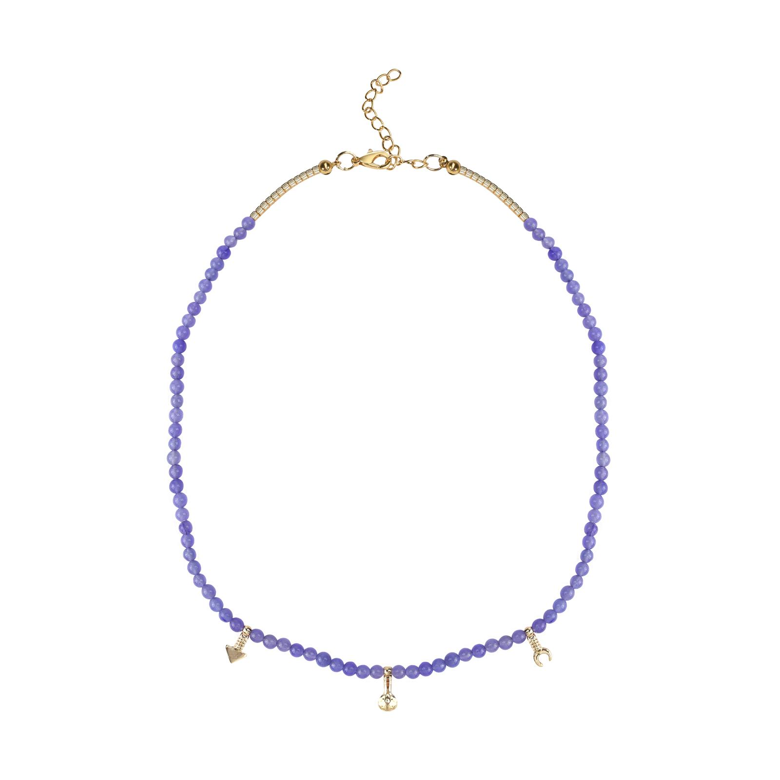 Charm Detaylı Doğal Taş Kolye 