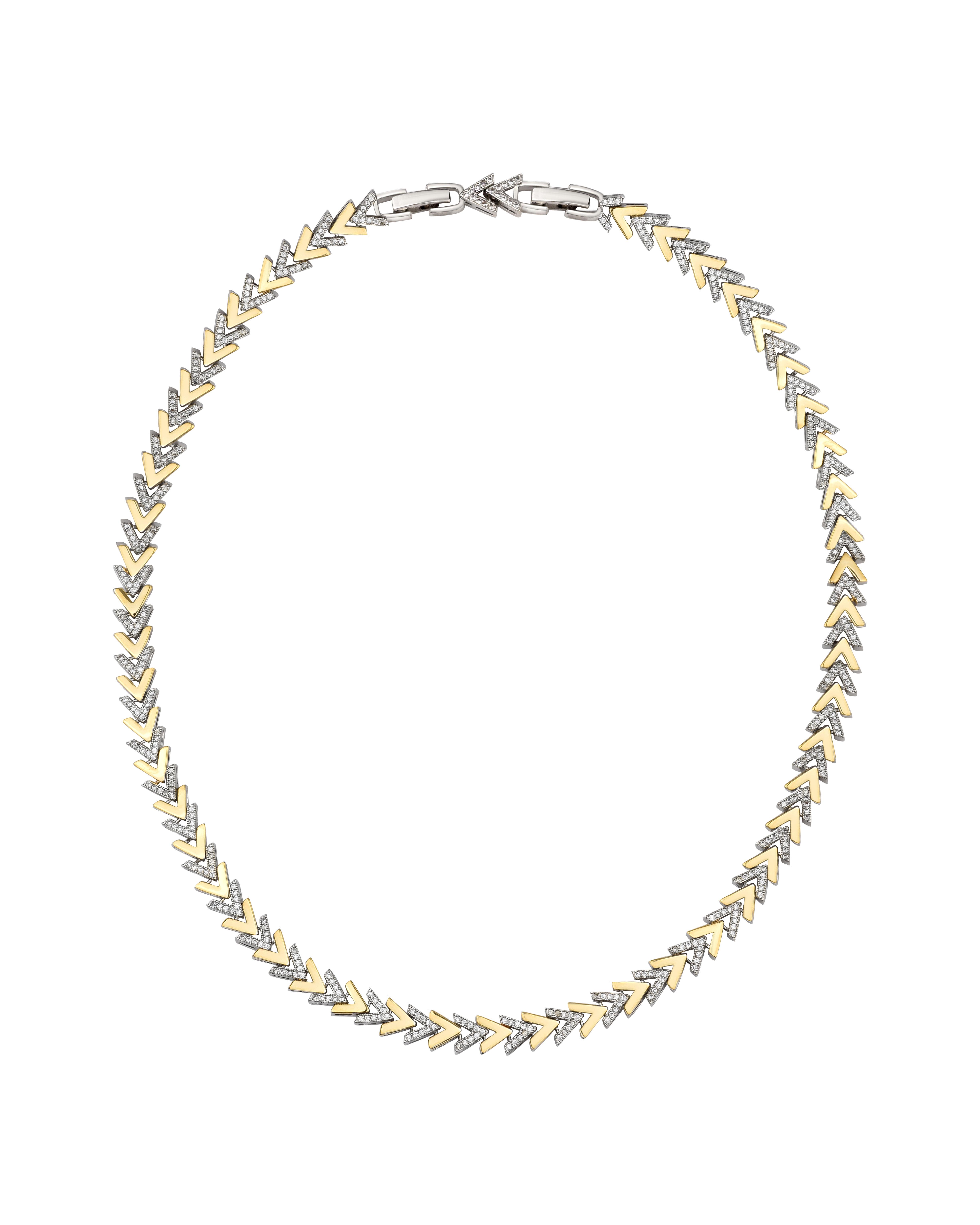 Gold-Silver Taşlı Kolye 