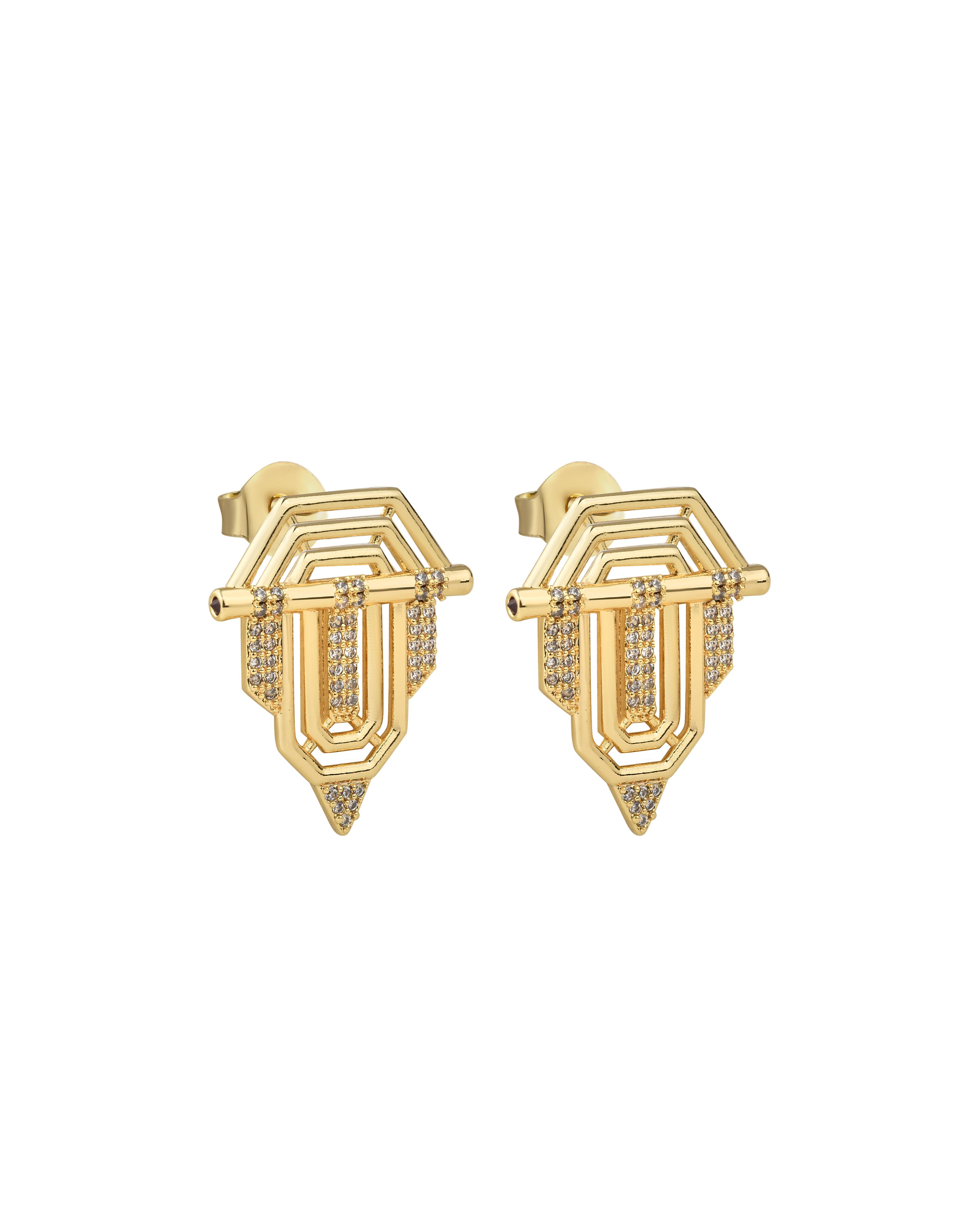 Gold Taşlı Küpe