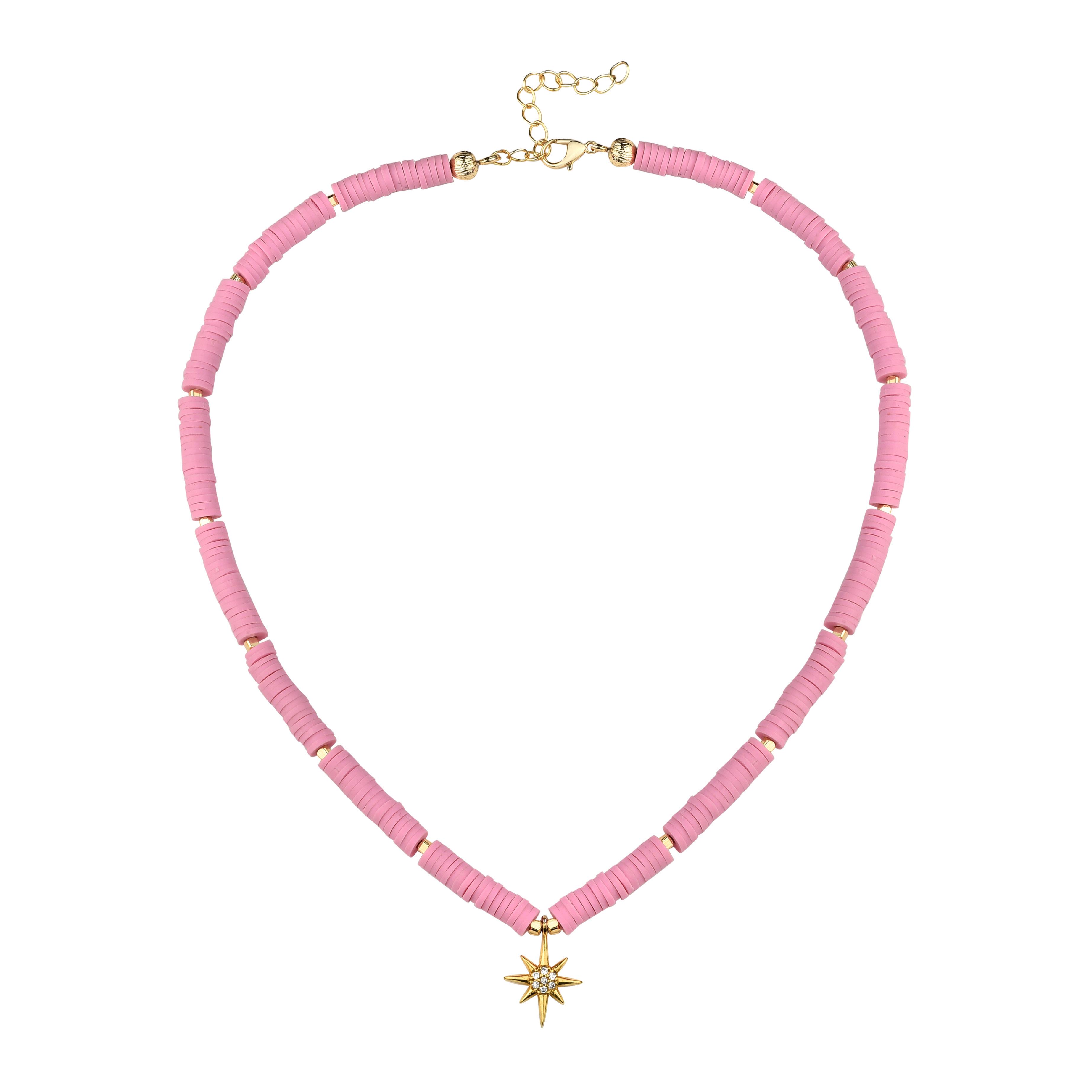 Pembe Boncuk Kolye 